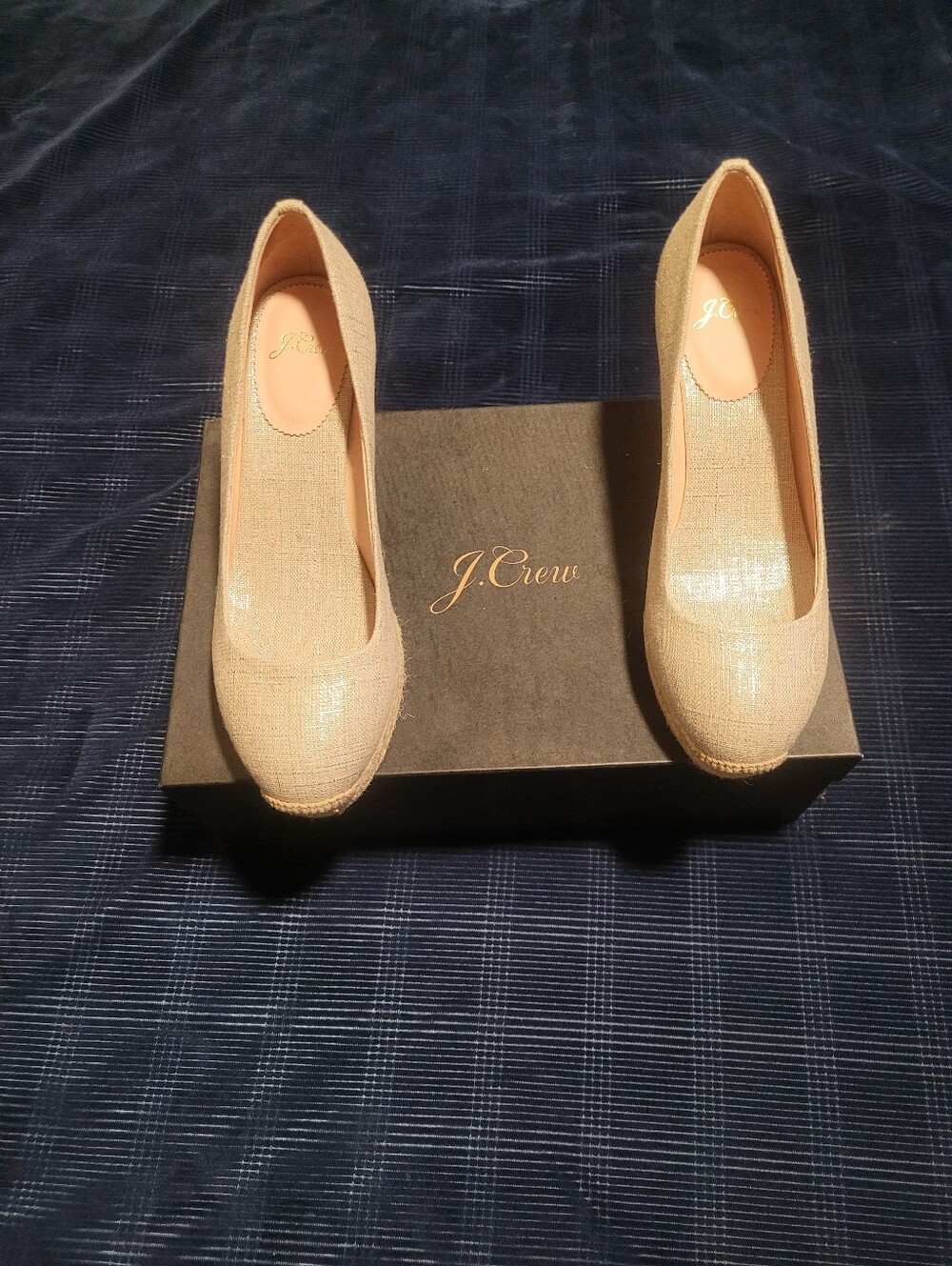 J. Crew Women's Beige Metallic Espiradrille Wedges